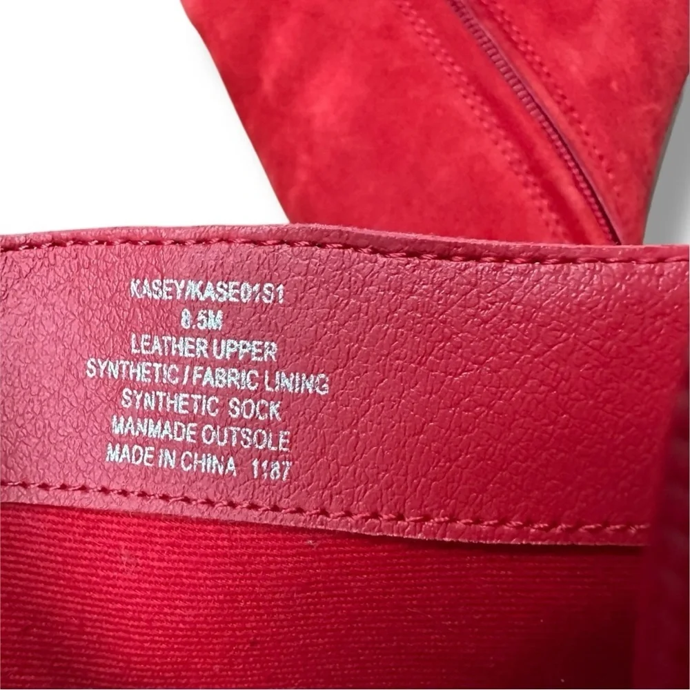 Steve Madden Kasey Red Suede Leather Kitten Heel Ankle Booties | Size 8.5